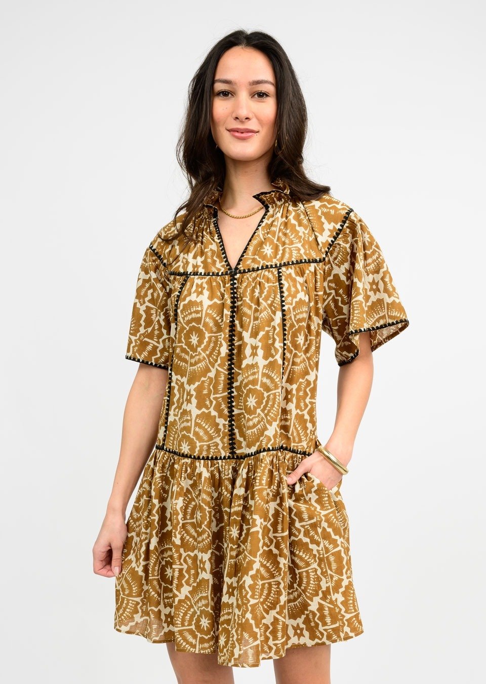 Uncle Frank Shell Stitched Trim Dress