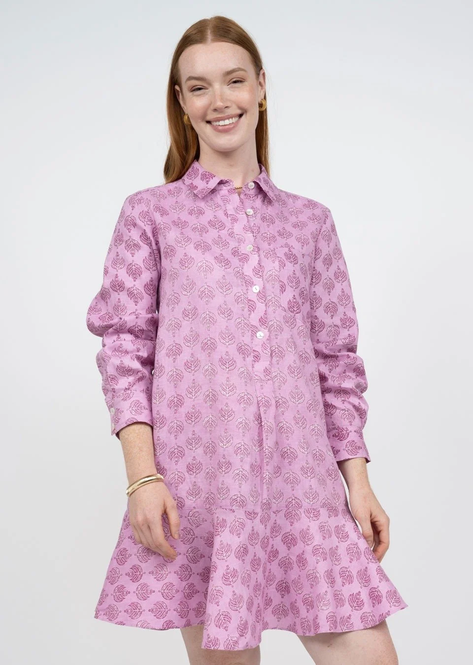 Uncle Frank Linen Print Shirt Dress