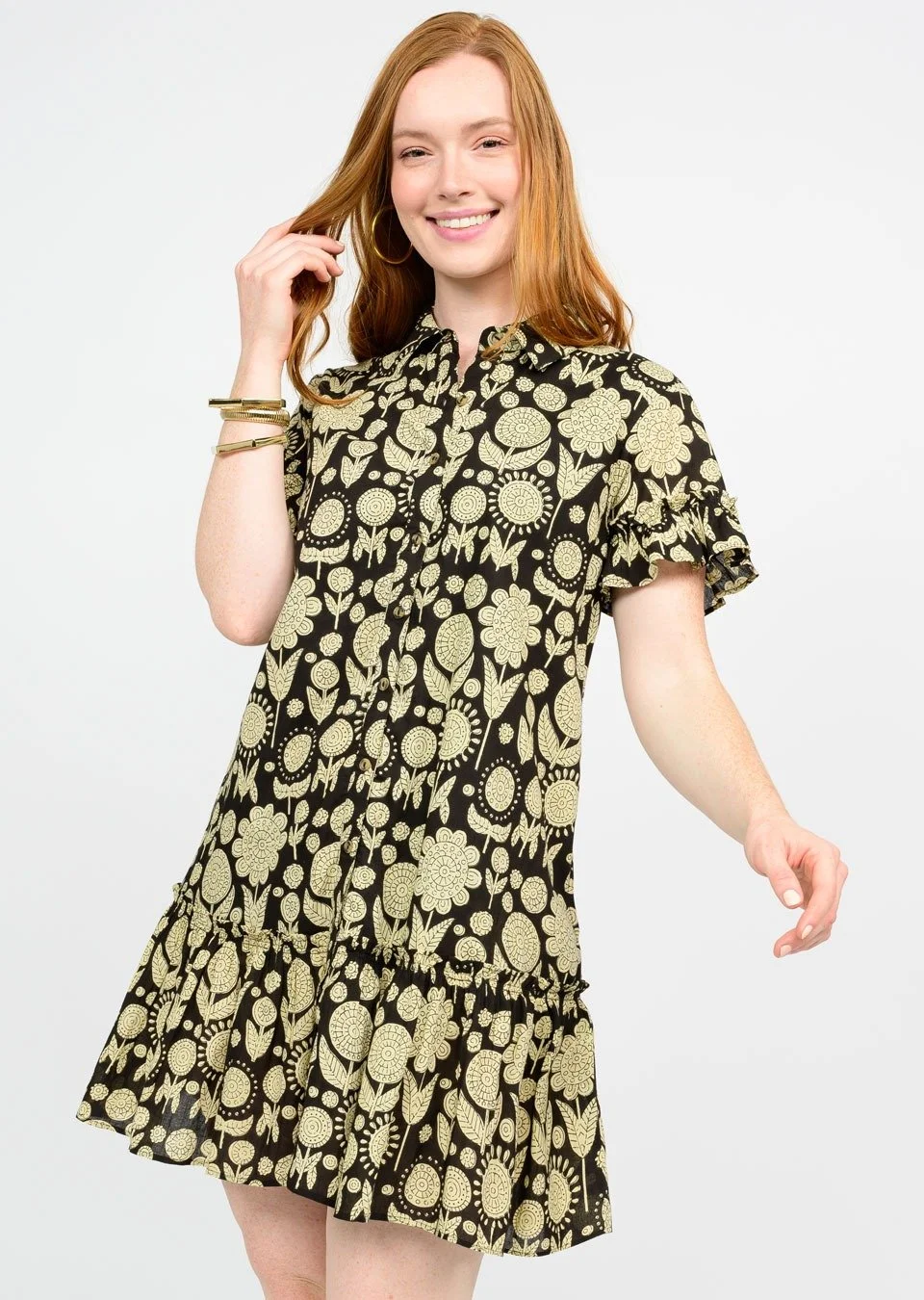 Uncle Frank Ruffled Shirt Dress