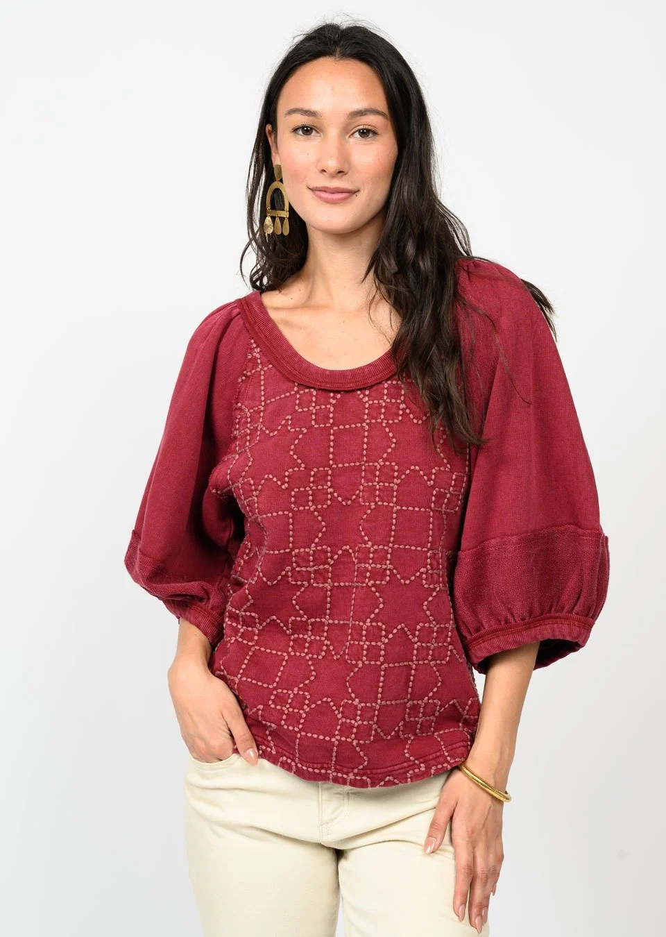 Ivy Jane Quilted Pattern Knit Top