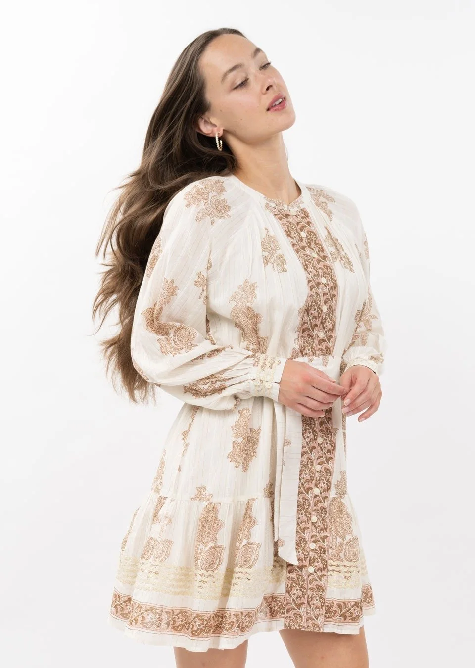 Uncle Frank Metallic Trim Paisley Dress