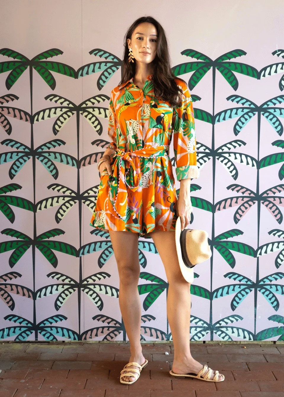 Ivy Jane Tropical Shirt Style Romper