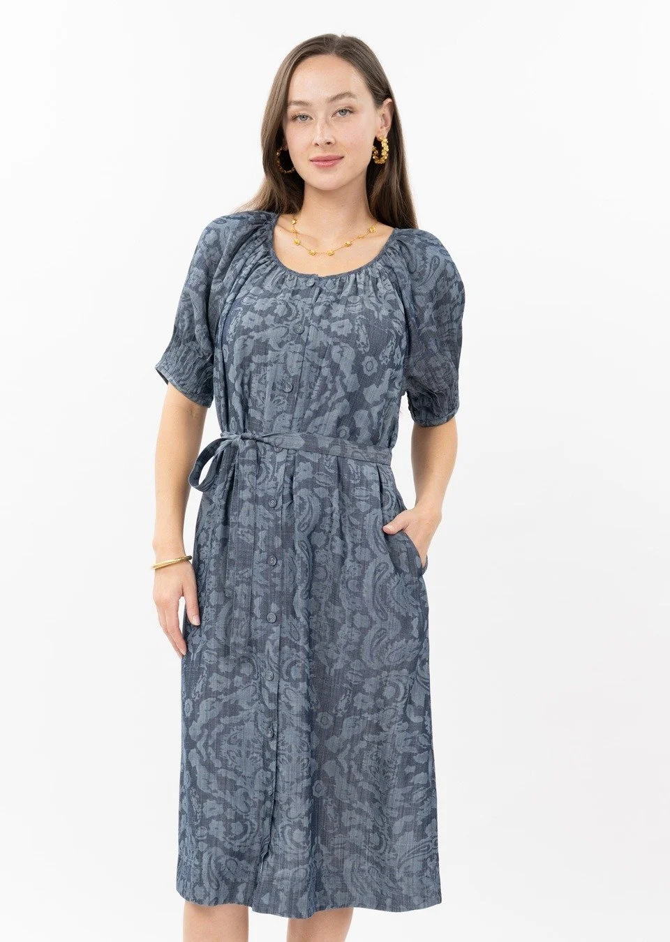 Uncle Frank Tucked Sleeve Denim Dress