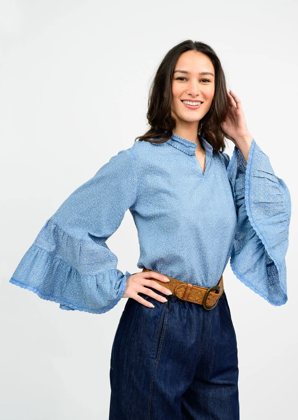 Ivy Jane Embroidered Flounce Shirt