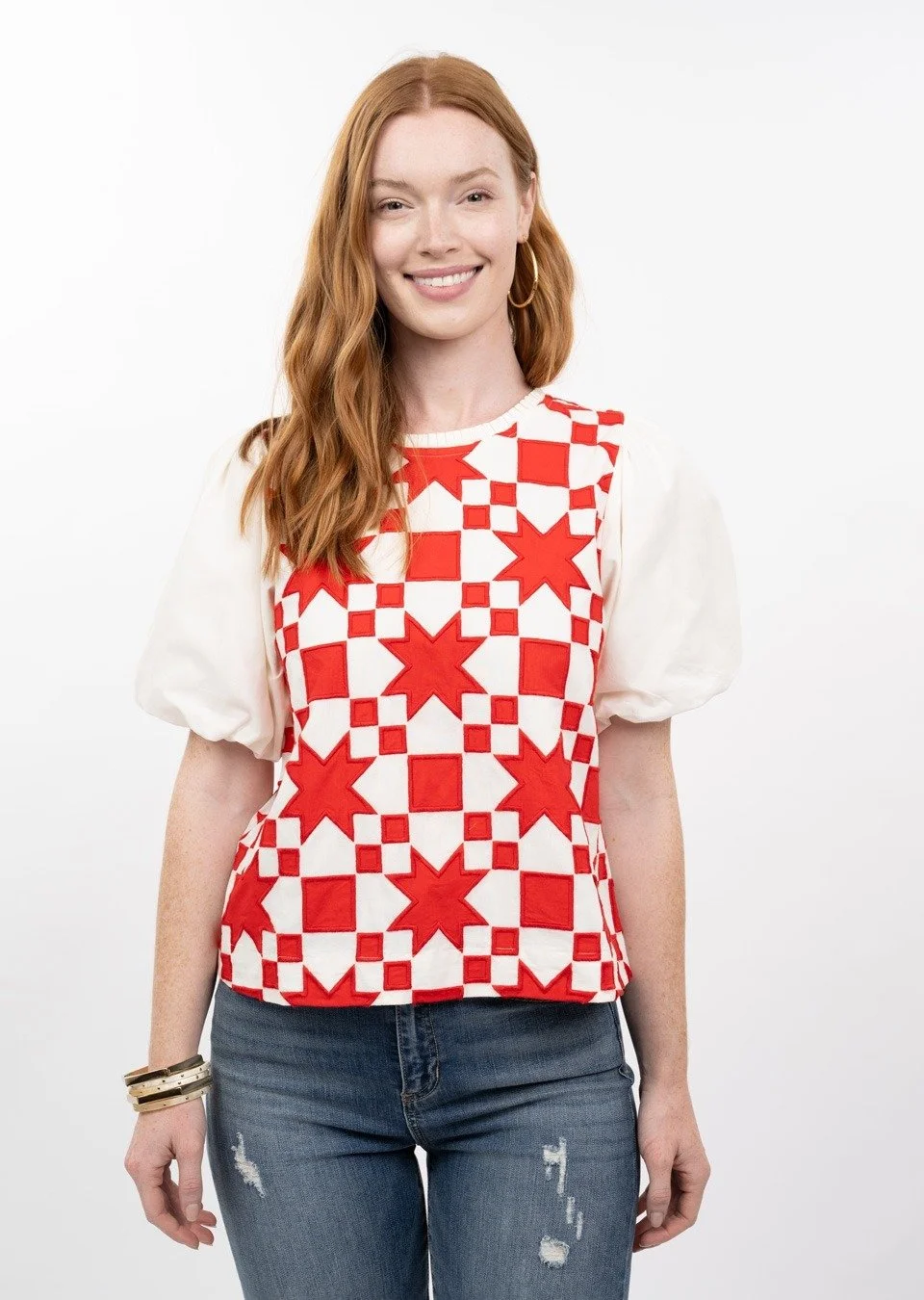 Ivy Jane Quilted Pouf Sleeve Top