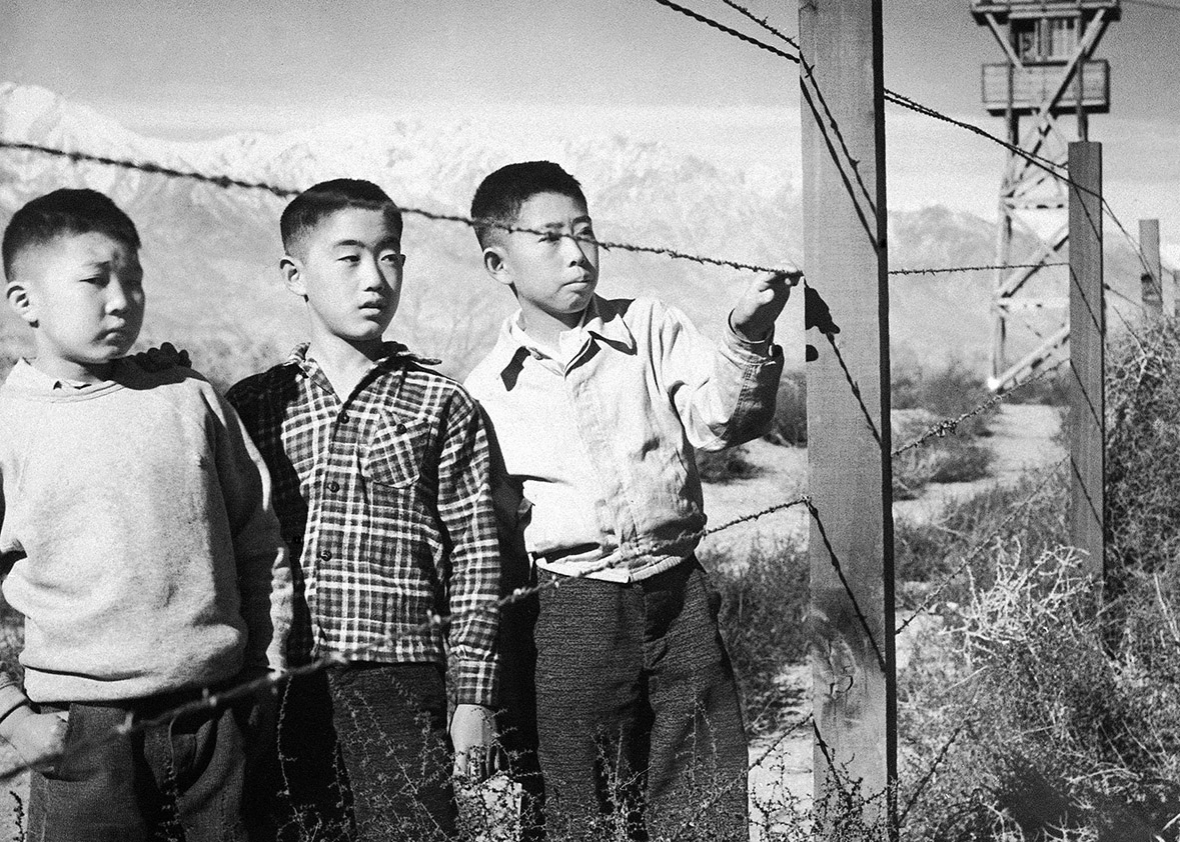 Japanese-American boys at an American internment camp during World War II. (Source: National Archives via Slate )