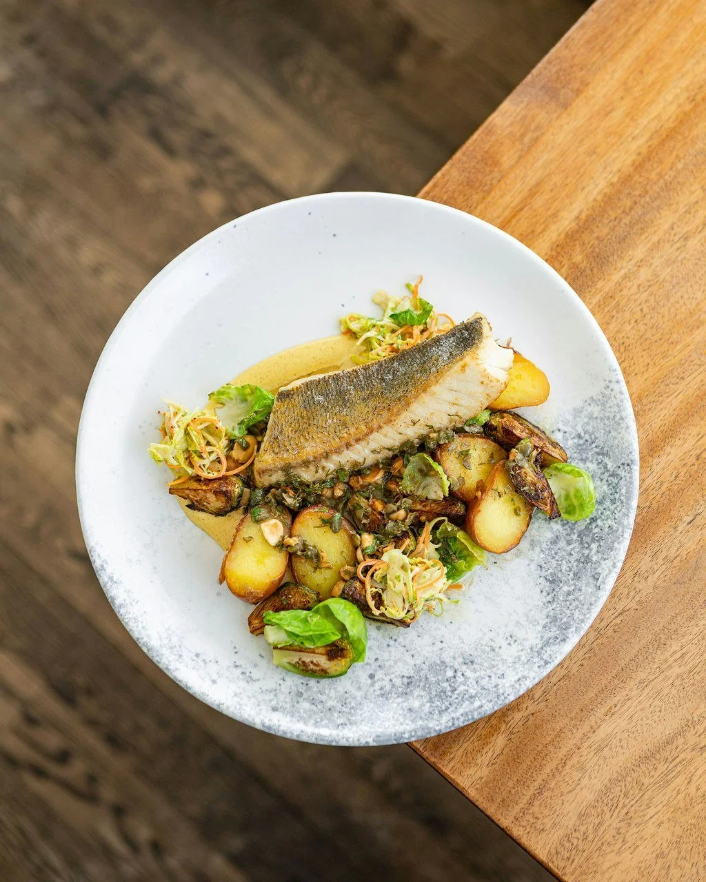 A lunch favourite for a reason. Our Manitoba Walleye is served with Busy Bee Organics potatoes, Brussels sprouts, toasted almond, and a classic beurre meuni&egrave;re that ties it all together. Lunch with us, Tuesday to Friday. #deanehouseyyc #yyclun