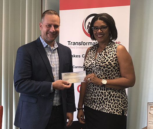 Transformation GEMS’ Carmen Thomas with Matt Resch.