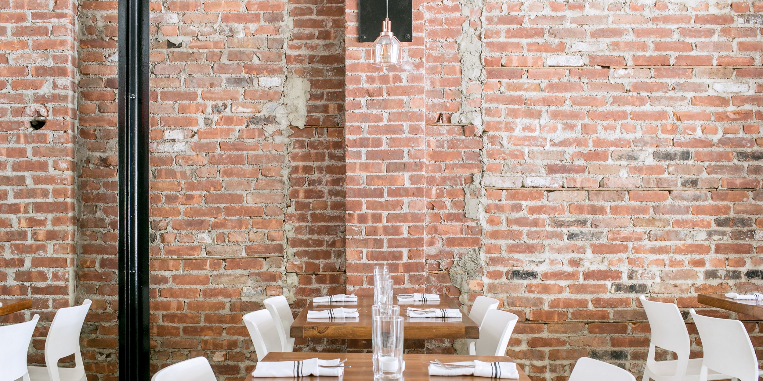 Brick wall in dining room