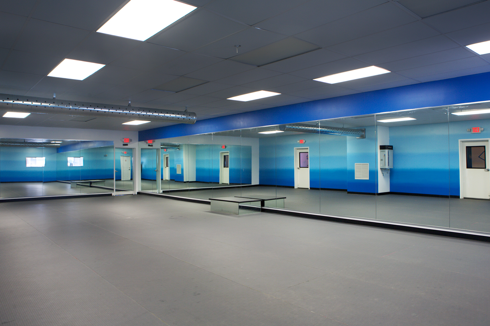 View of our state-of-the-art fully heated practice room..