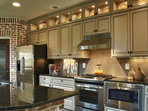 KITCHENS & BATHS (20 images) - pictures of the Eudora line of cabinets with various finishes and styles.