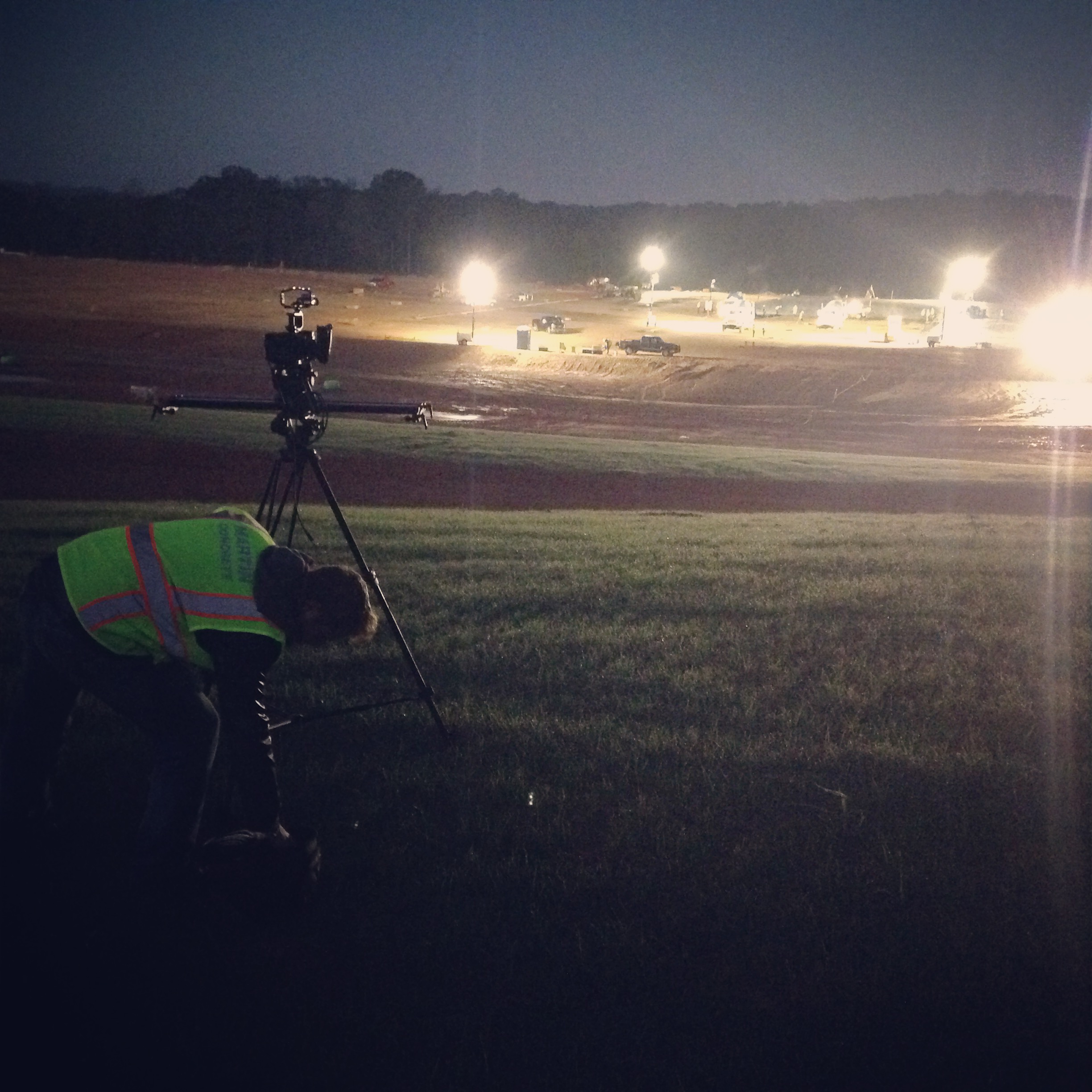 It was up on a grassy hill that overlooked the construction site and the ReadyMix plant. Perfect location.