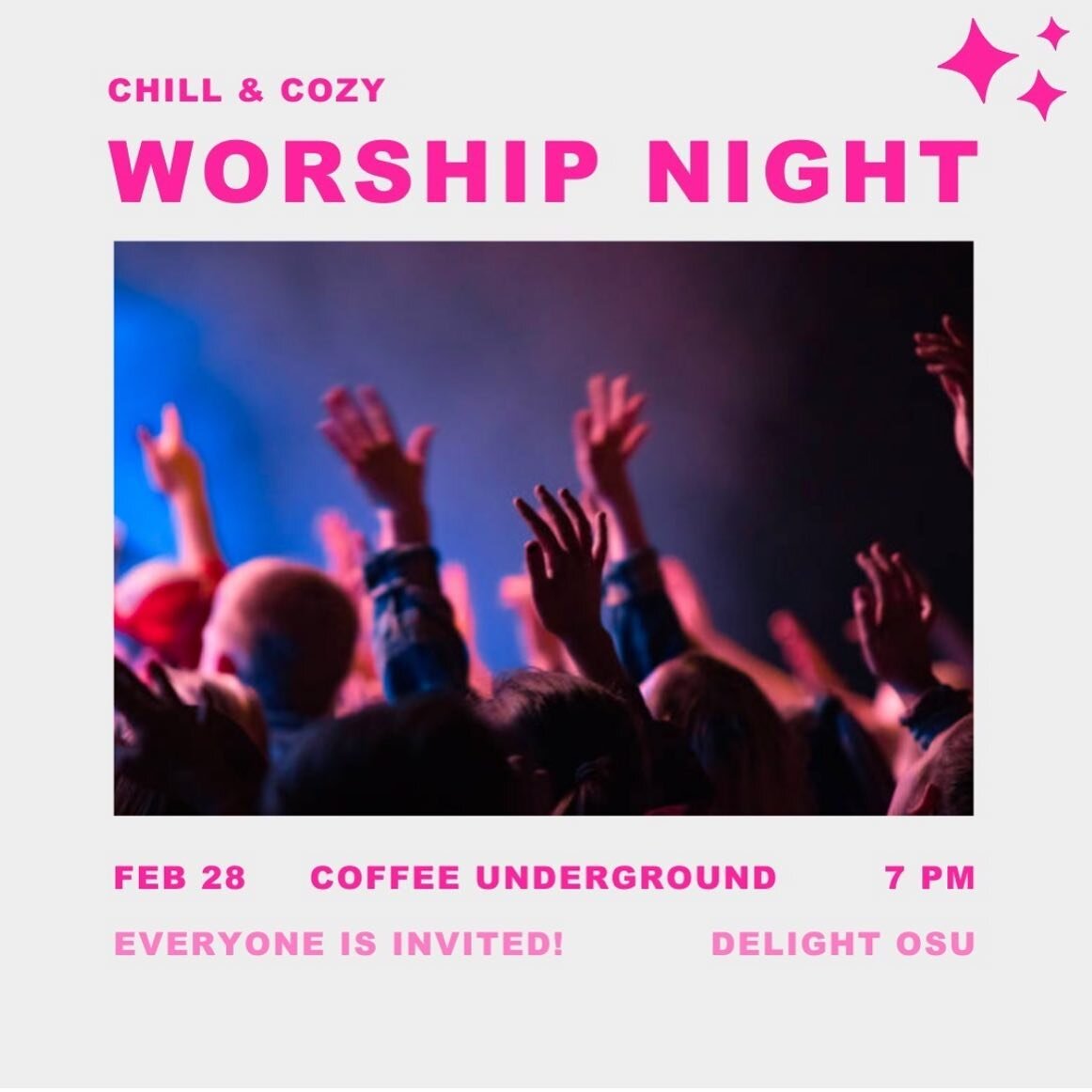 Tomorrow night @delightohiostate will be leading a worship night right here in Coffee Underground! It starts at 7PM so will be closing at 6PM to give them time to set up. Hope to see you there!