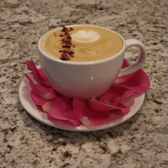 Cool rainy days call for warm cozy drinks. Stop in and get cozy with a rose white mocha 🌹 ☕️