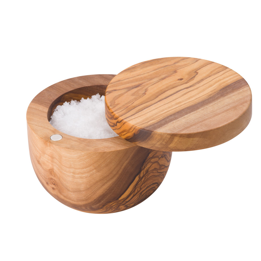 Olivewood Salt Cellar Spoon Bowl, Wooden Salt Cellar