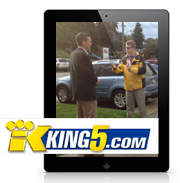 ABOVE: Mike Yukevich, developer of The Residences at Fairview, interviews with King 5 News.