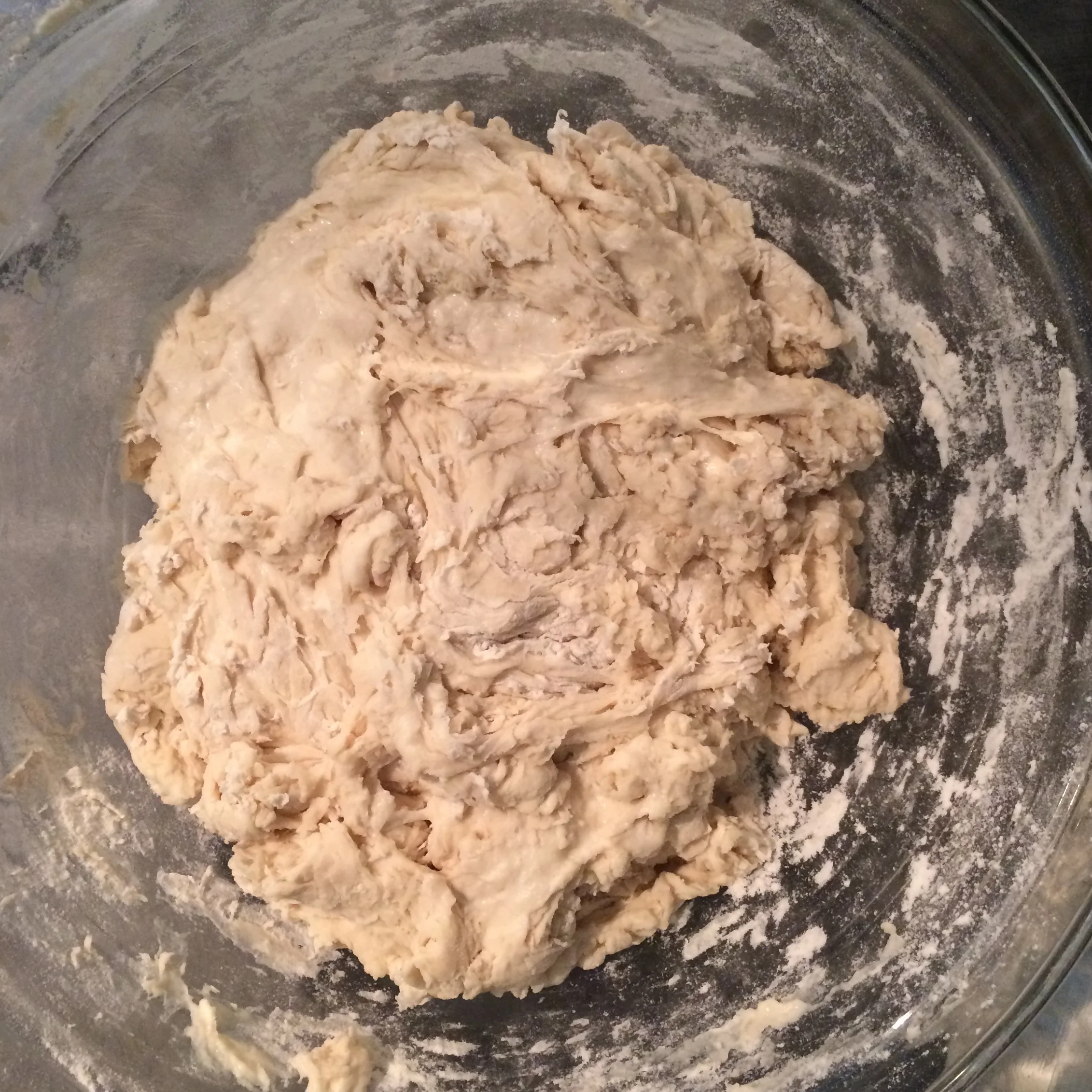 The dough after autolysing in step 4.