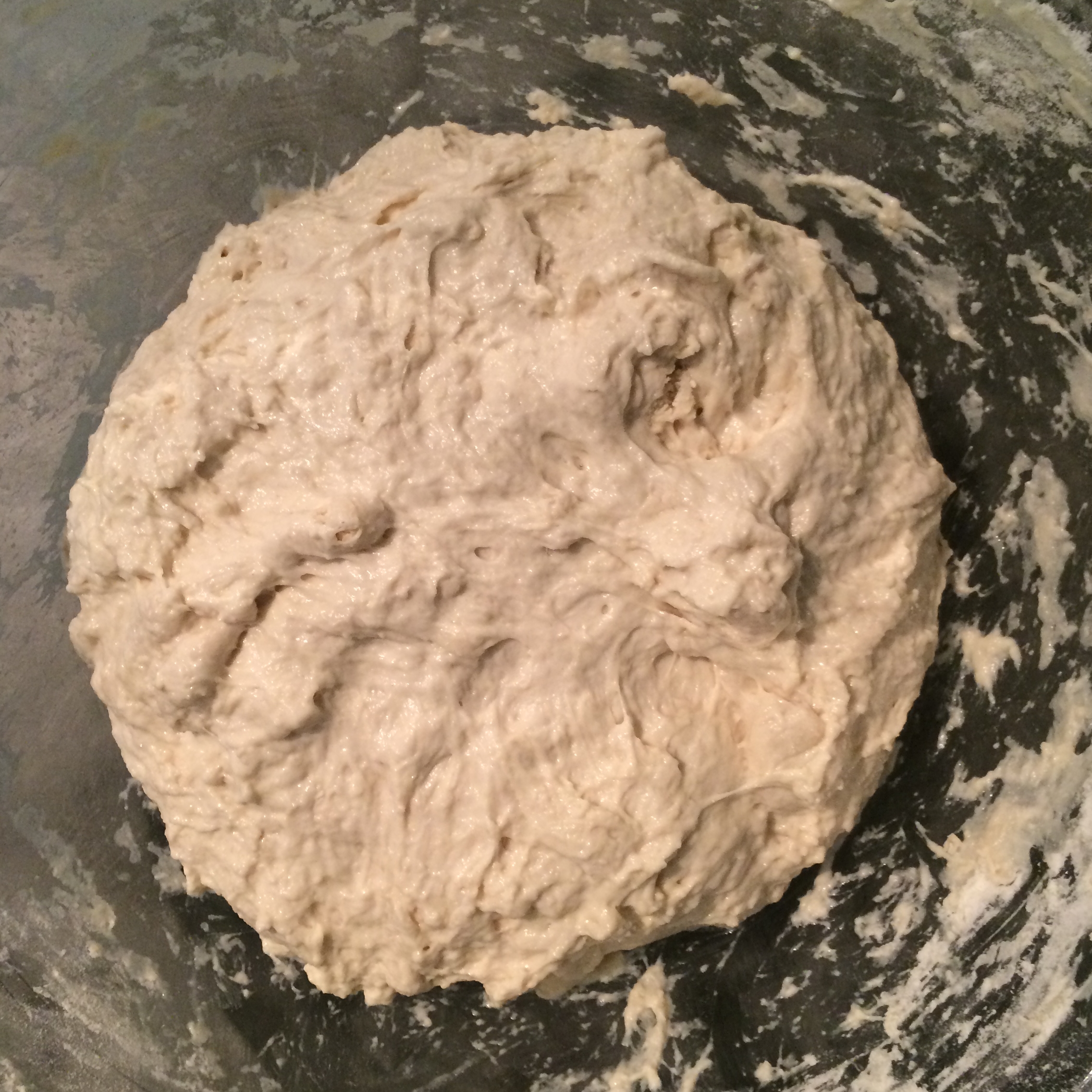 The dough after incorporating the yeast and salt (step 5).