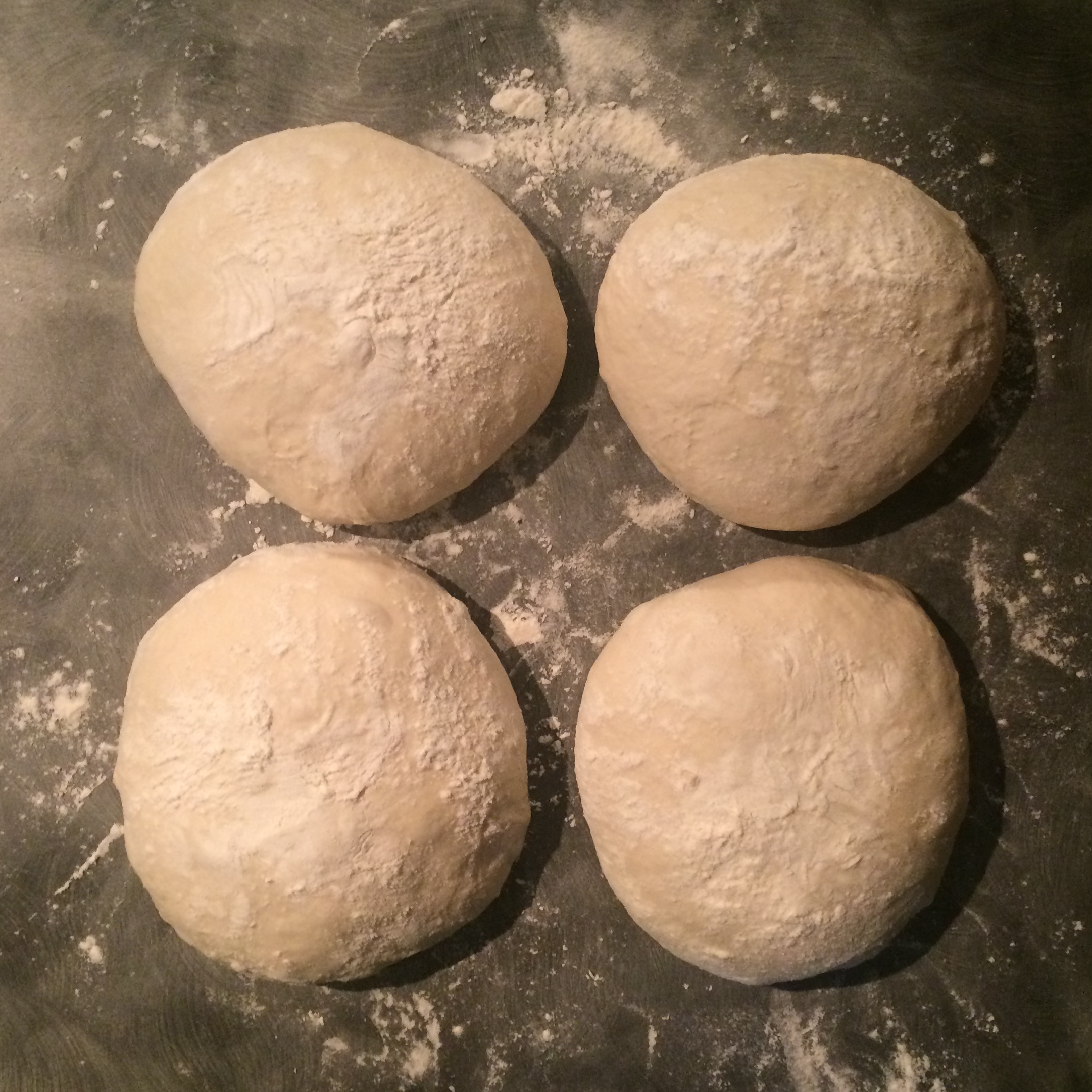 The final balls of perfect pizza dough, ready to use or freeze.