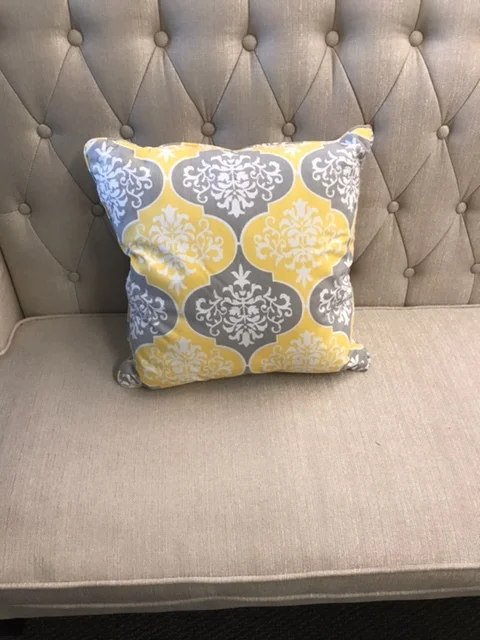 Yellow & Grey Fleur-De-Lis Pillow 