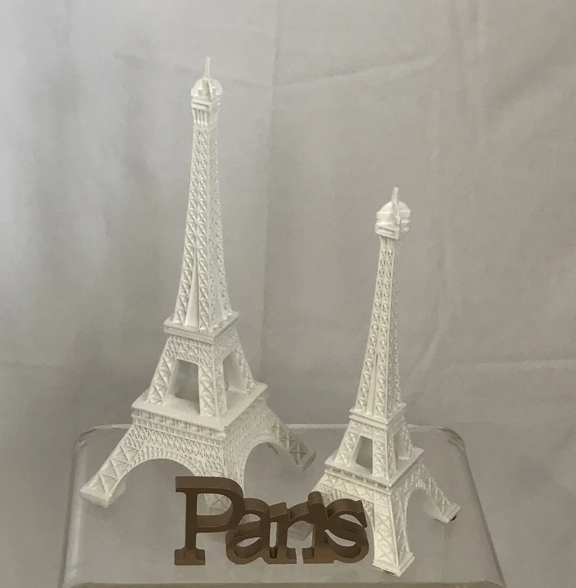 Paris Sign & White Eiffel Towers