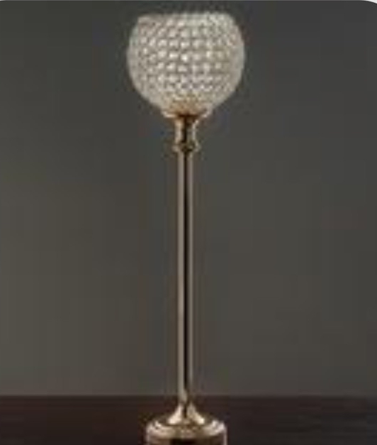 Gold single stem bowl candleabra