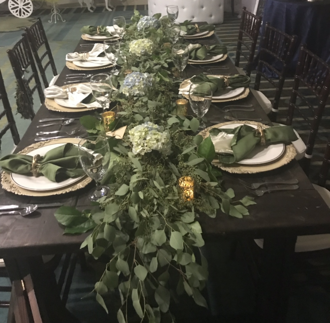 8ft Dark stained farmhouse table