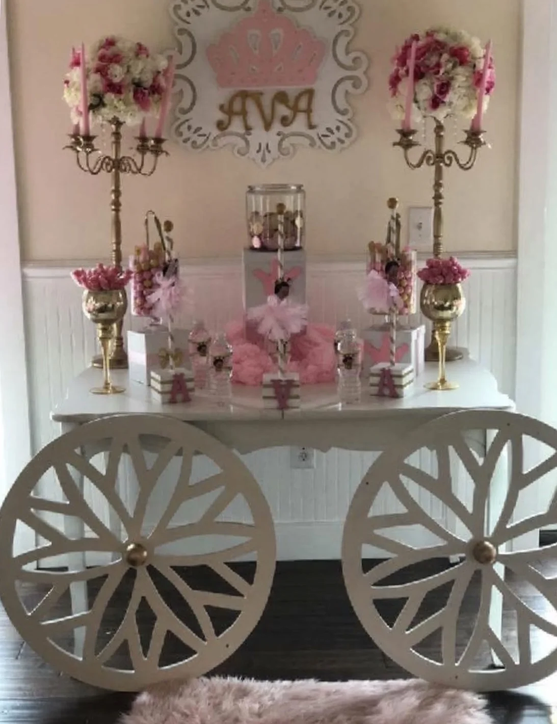 White Princess Table w wheels