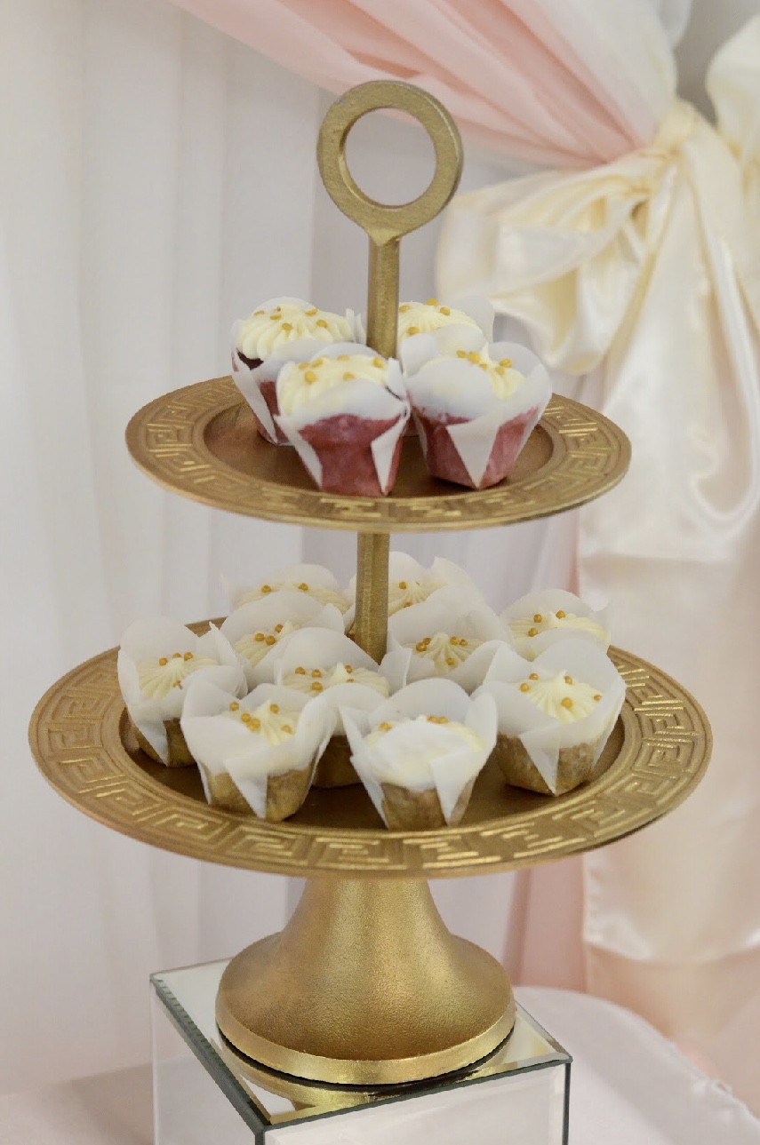 Gold Metal Two Tier Dessert Stand