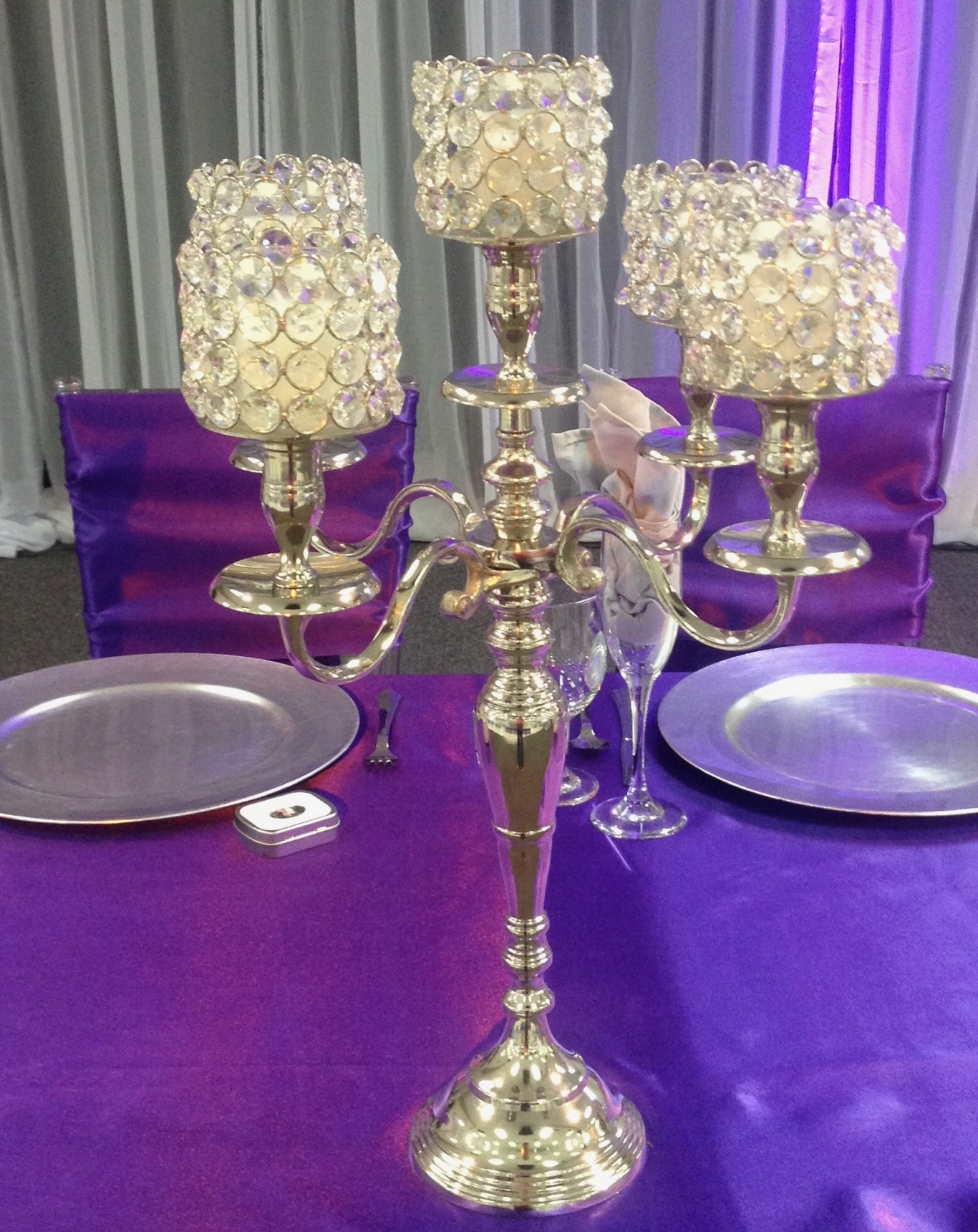 20” 5 Arm Bling candelabras