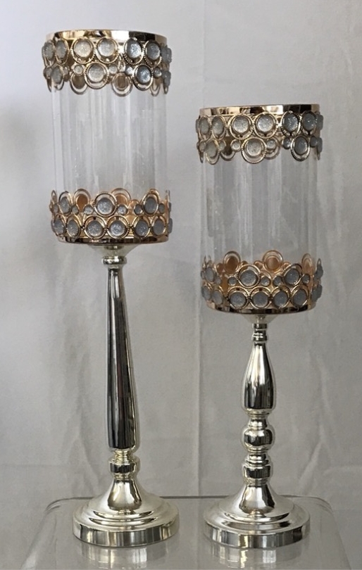Silver / Rose Gold single stem candelabra