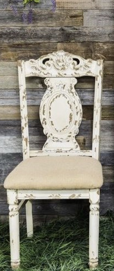 Ivory Wood Scroll Back Chair