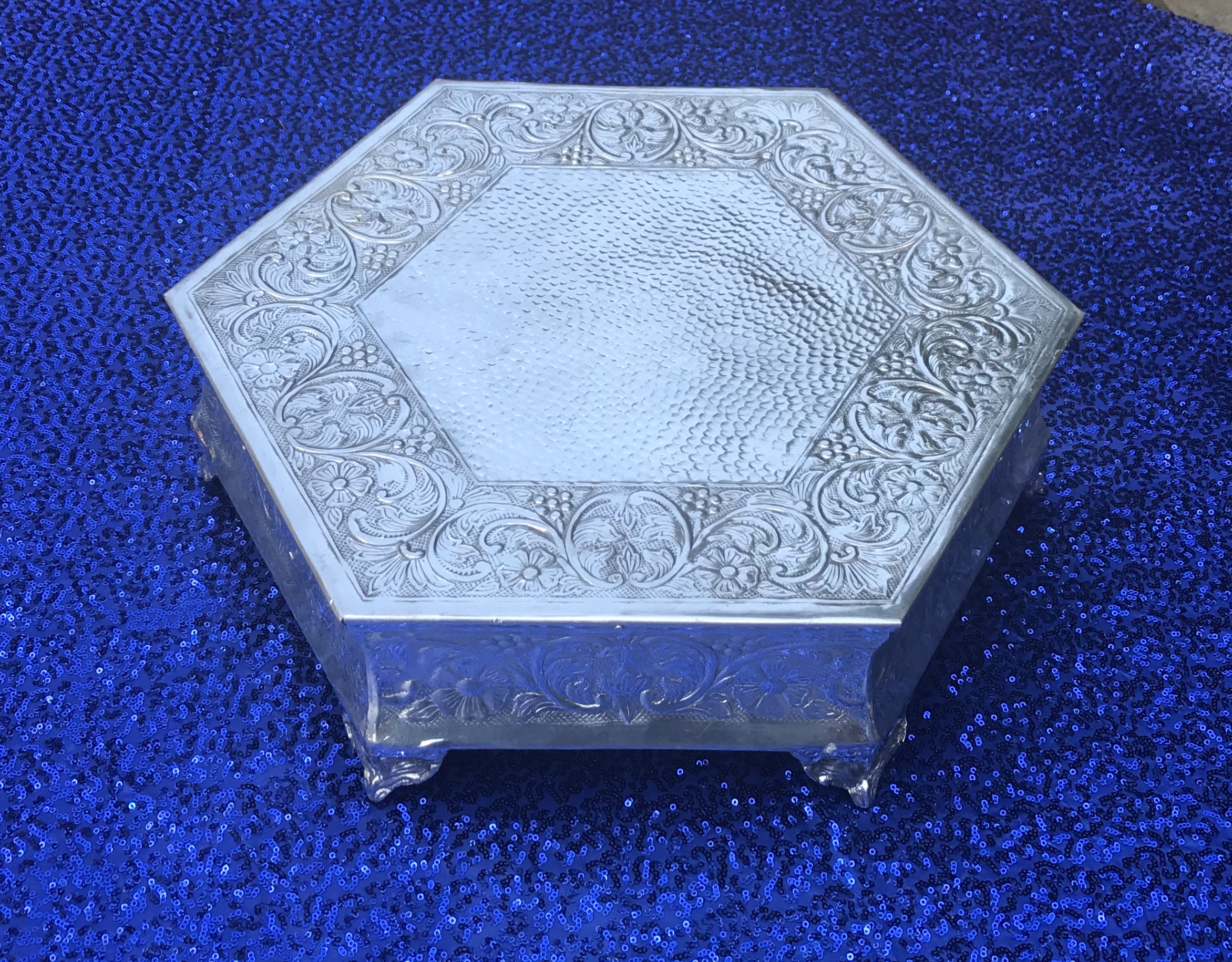 Silver Hexagon Cake Base