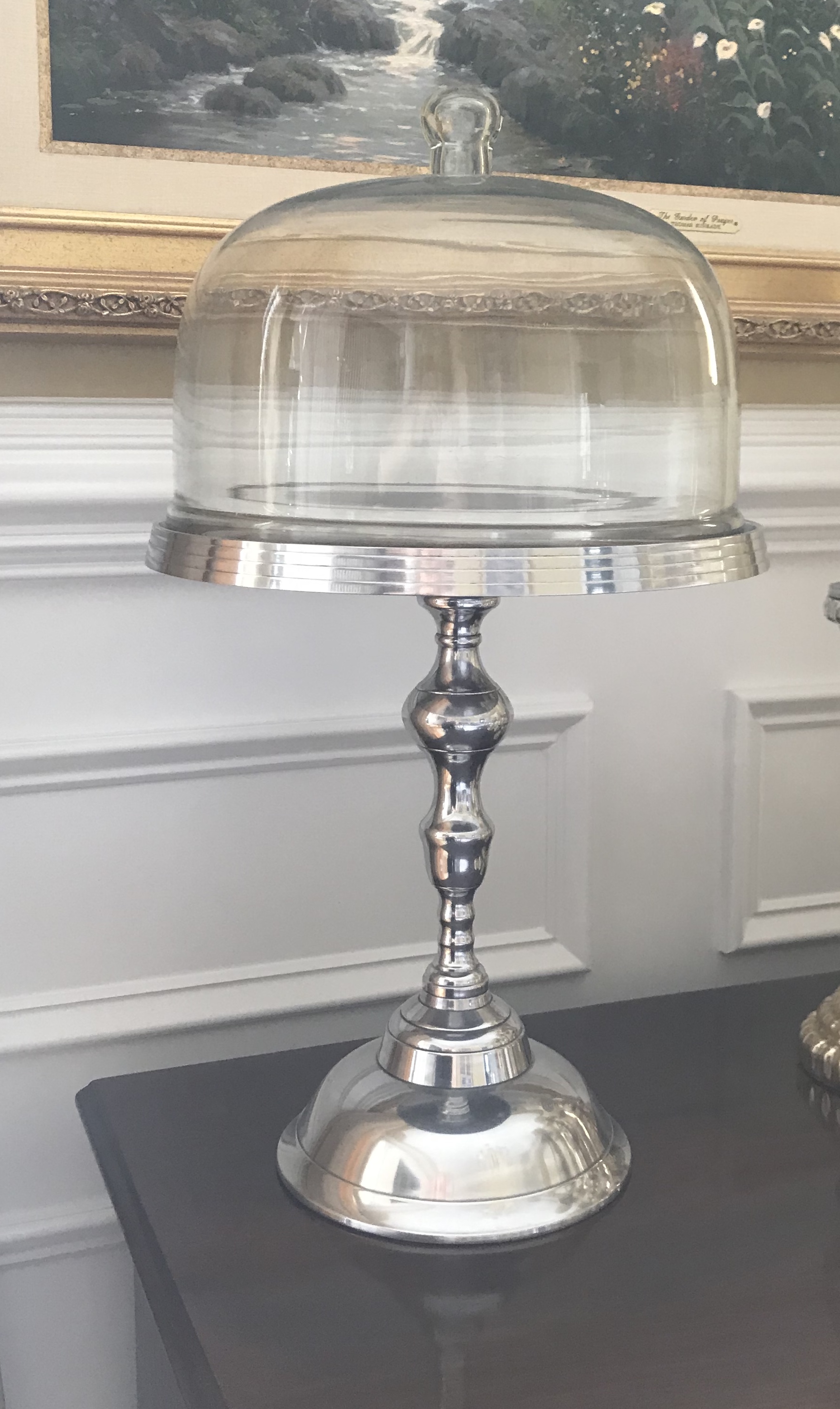 Tall Silver Cake Base on Pedestal