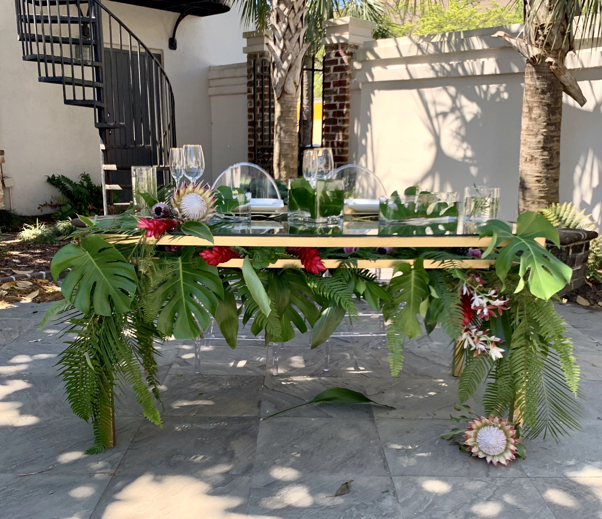 Gold Table with under shelf
