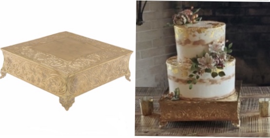 12” Gold Scroll Square Cake Base #7