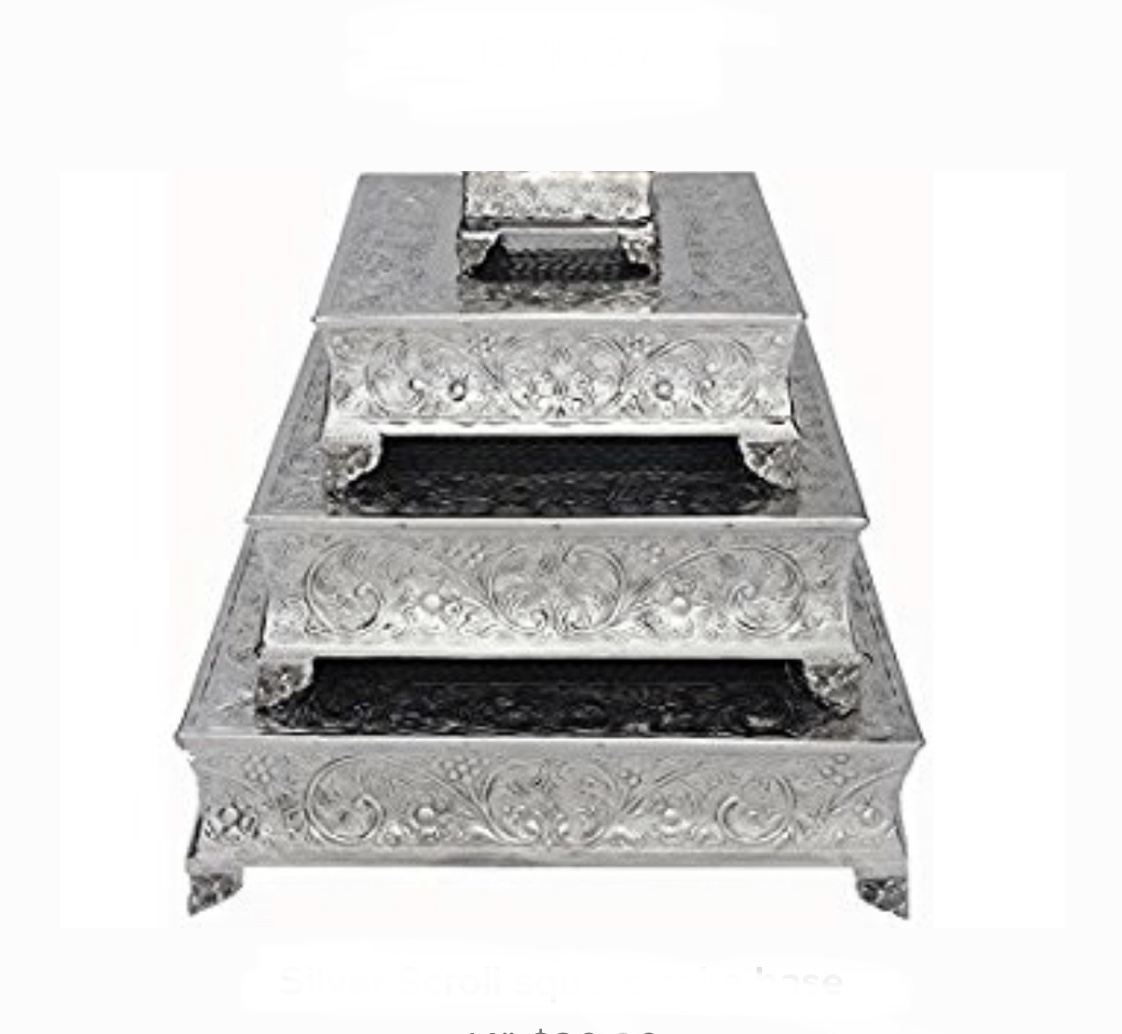 Silver Embossed Square Cake Base #15