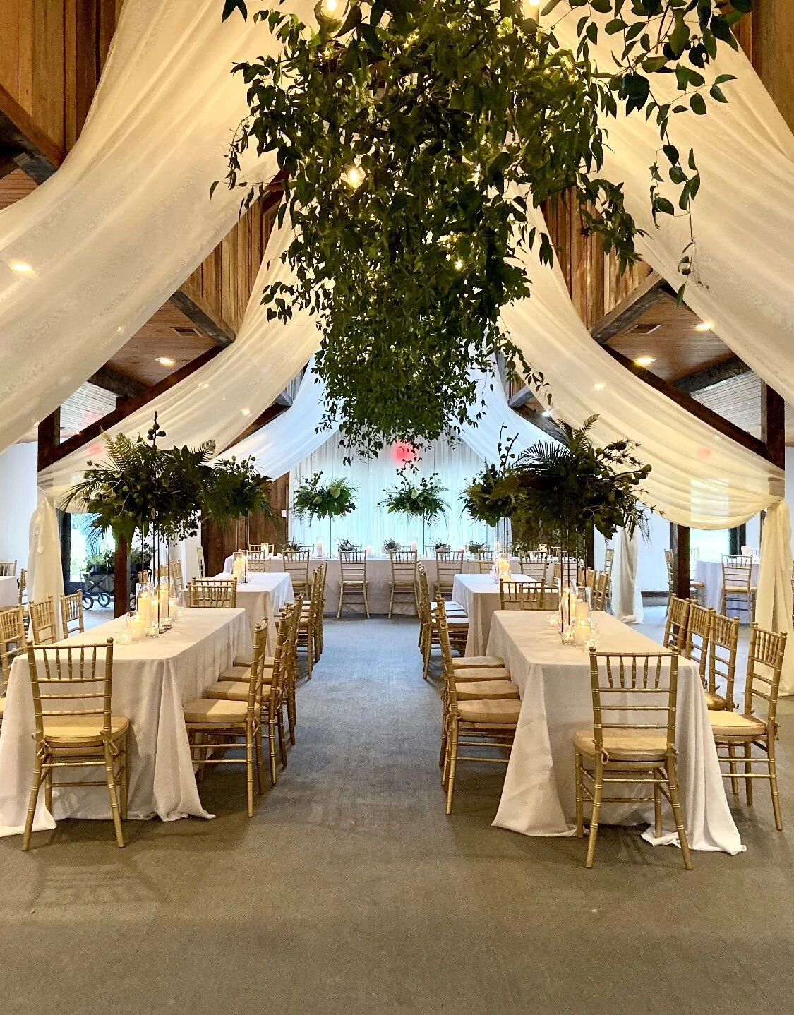 Carriage House Draping From the Beams