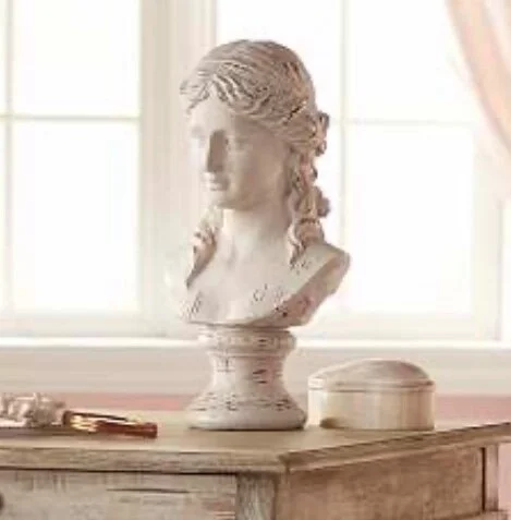 17 1/2 “ Bust Statue. Antique White 