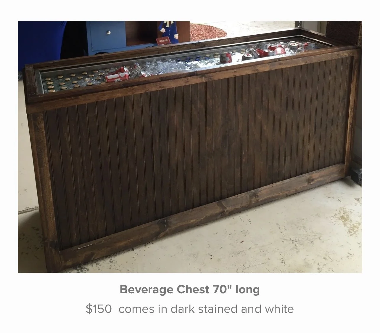 Wooden Beverage Container 66” Long 