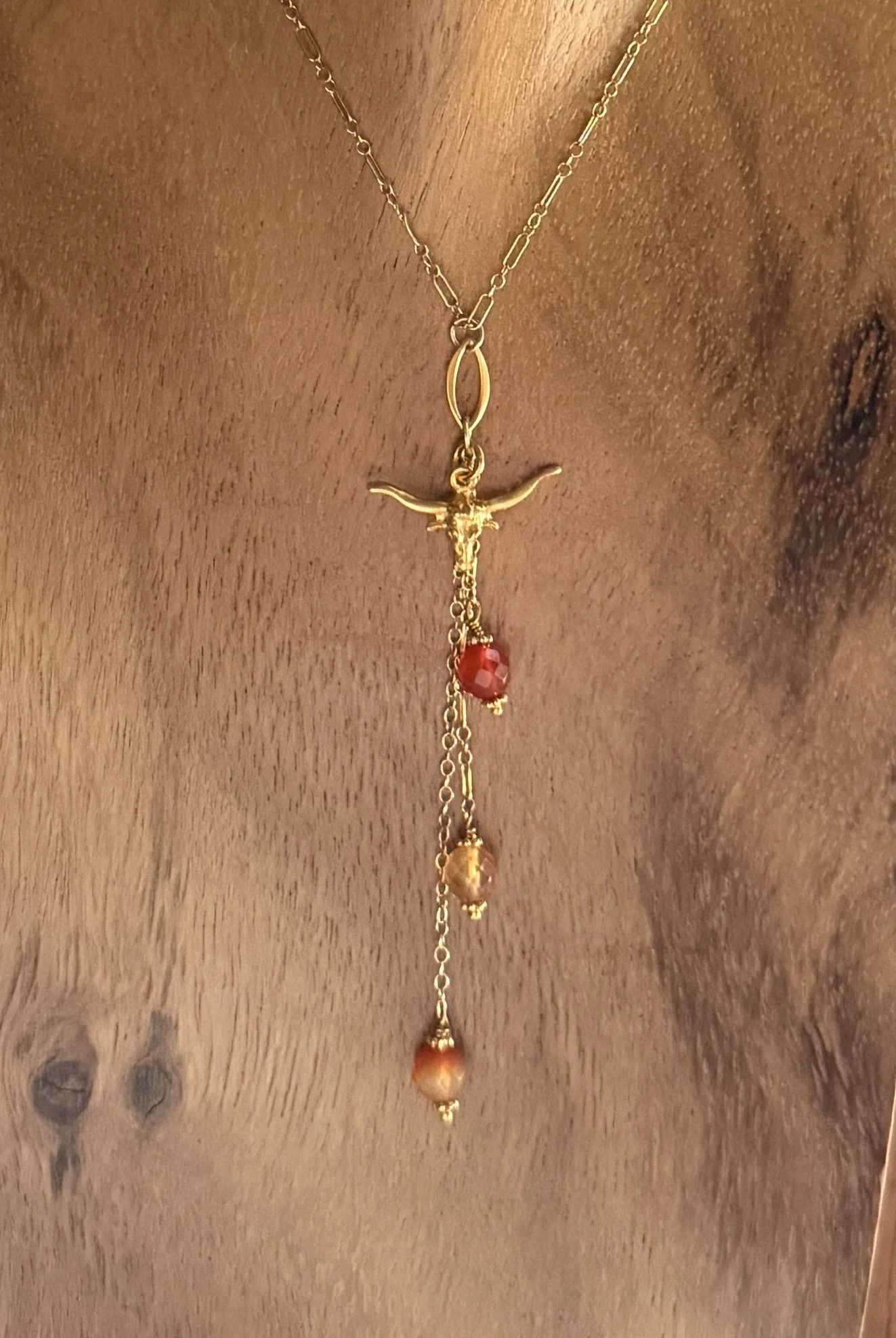 Longhorn Carnelian Chain Drop Necklace