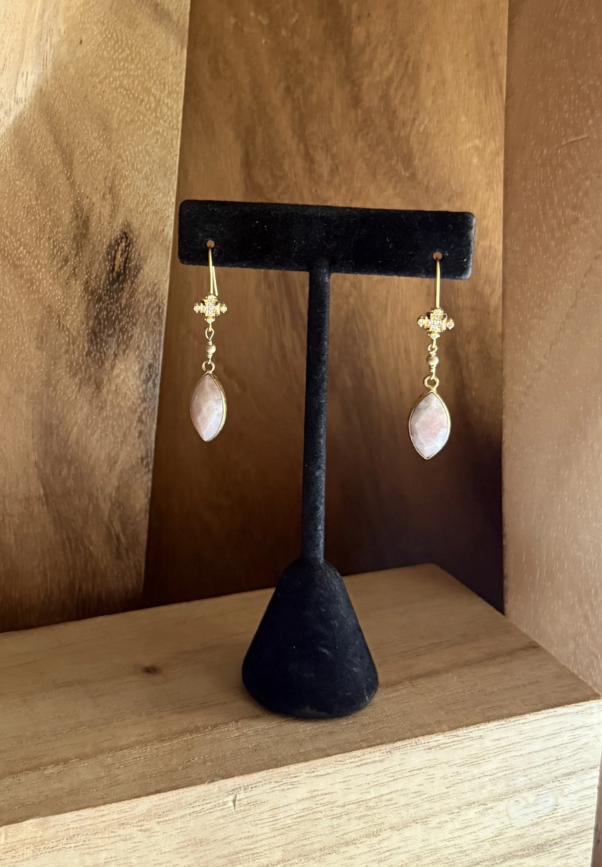 Pale Pink Moonstone Marquis Drops