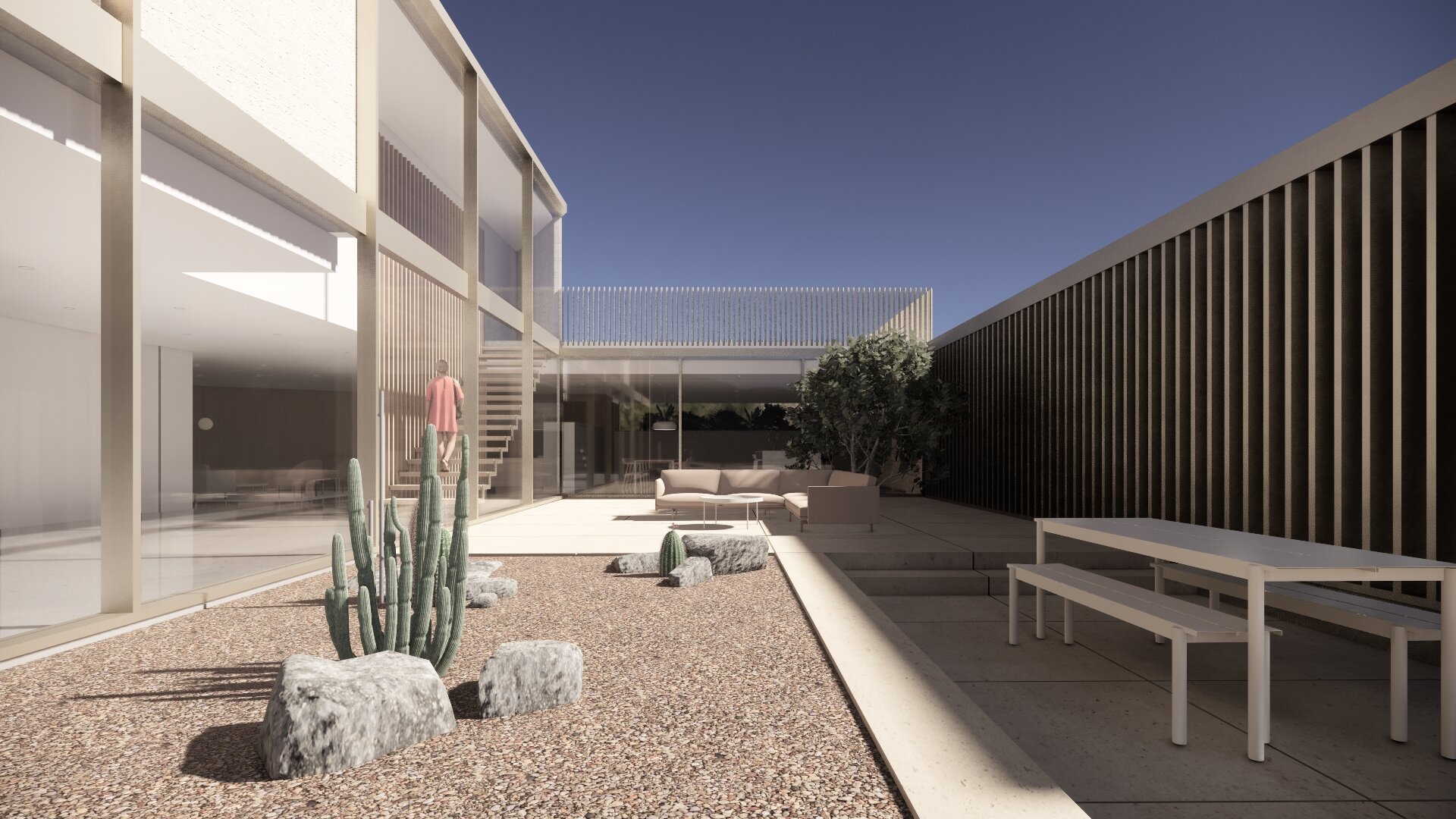 modern residential courtyard
