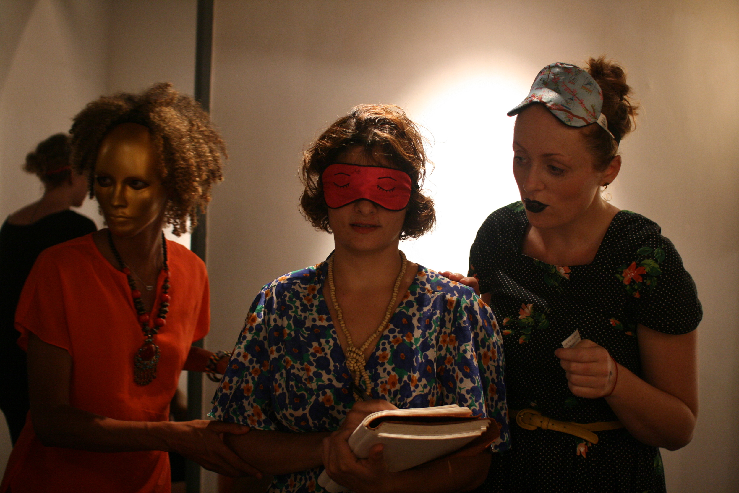 Midnight Tea Guests, Maria and Olivia with Miko Kuro (Gold Mask).