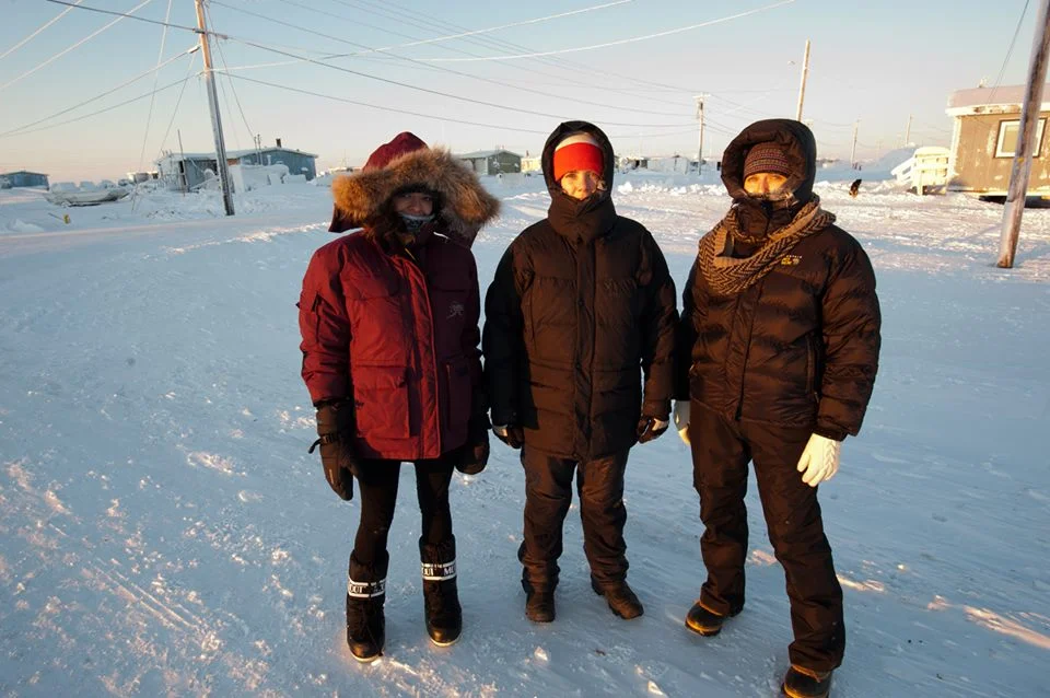 Shannon Williams, Raena Schraer, and Liz Sears of SRB&A conducting fieldwork in Nuiqsut, Alaska. Photo Credit – Chad Cook.
