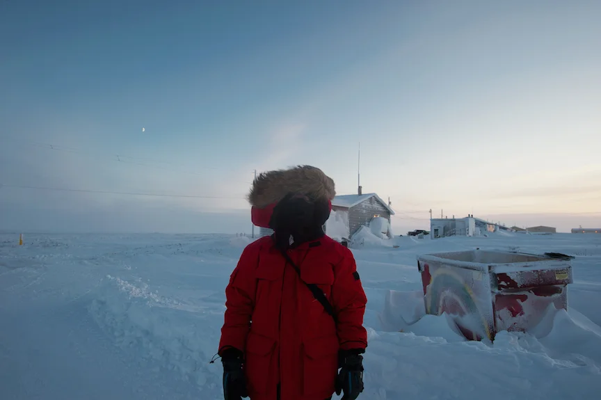 Chad Cook of SRB&A conducting fieldwork in Nuiqsut, Alaska. Photo Credit – Liz Sears.