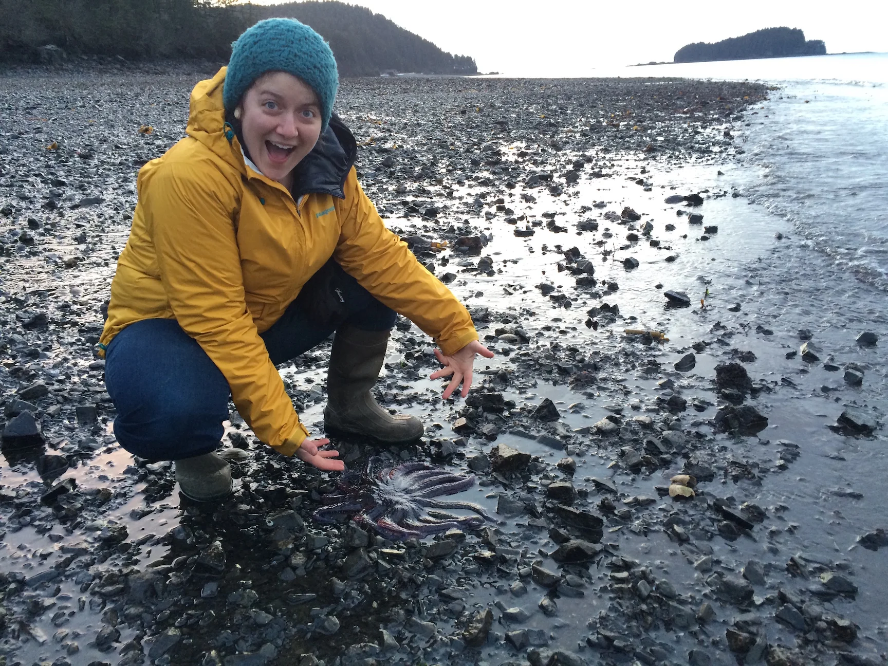   Susan Lukowski of SRB&amp;A exploring the fauna of Port Graham Bay, Alaska.  Photo Credit – Shannon Williams.  