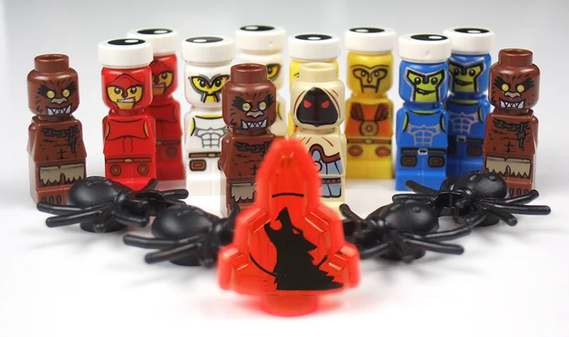 A selection of monsters you can summon with the Summoning Spell! Including spiders, werewolves, and the Dark Druid. Using the Minotaurus pieces, we created "extra" werewolves...