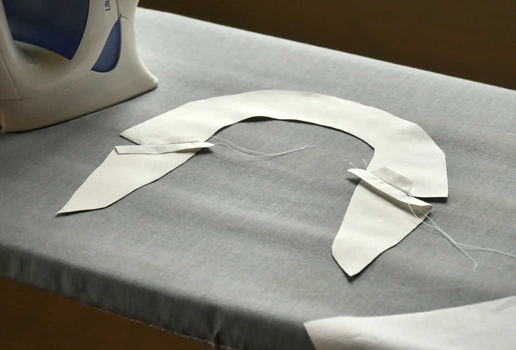 Open your seams and press them flat. This is what your lapel pieces should look like from the "wrong" side.