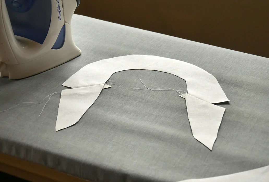 Open your seams and press them flat. This is what your lapel pieces should look like from the "right" side.